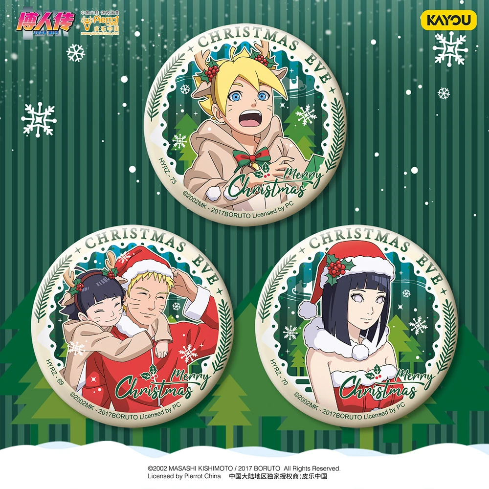 Фото Подлинные круглые значки KAYOU Naruto Hyūga Hinata Uzumaki Boruto, коллекционные броши, булавки, подвески в стиле аниме, праздничные подарки для друзей №3