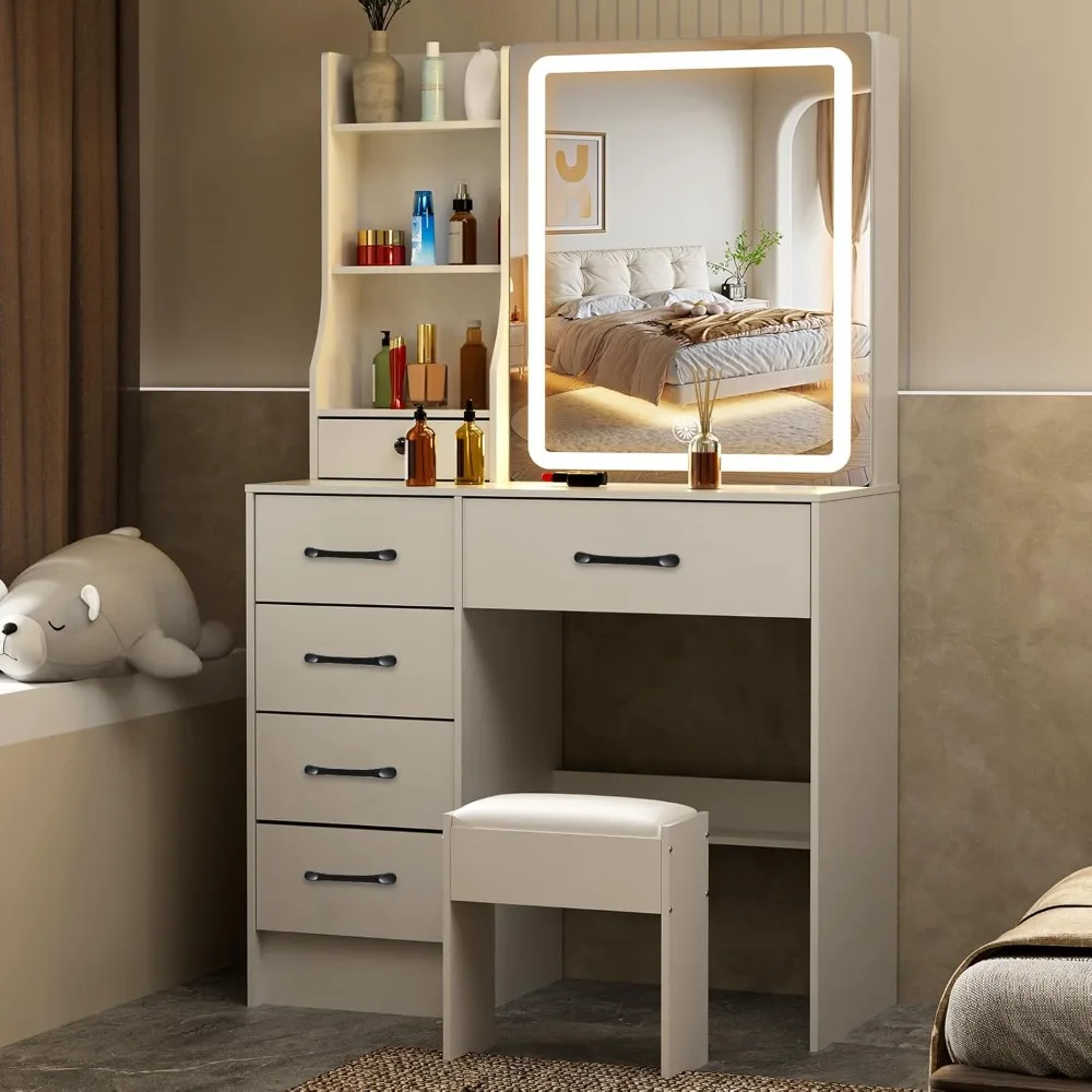 Столик для макияжа табурет/стул туалетного столика набор девочек с подсветкой