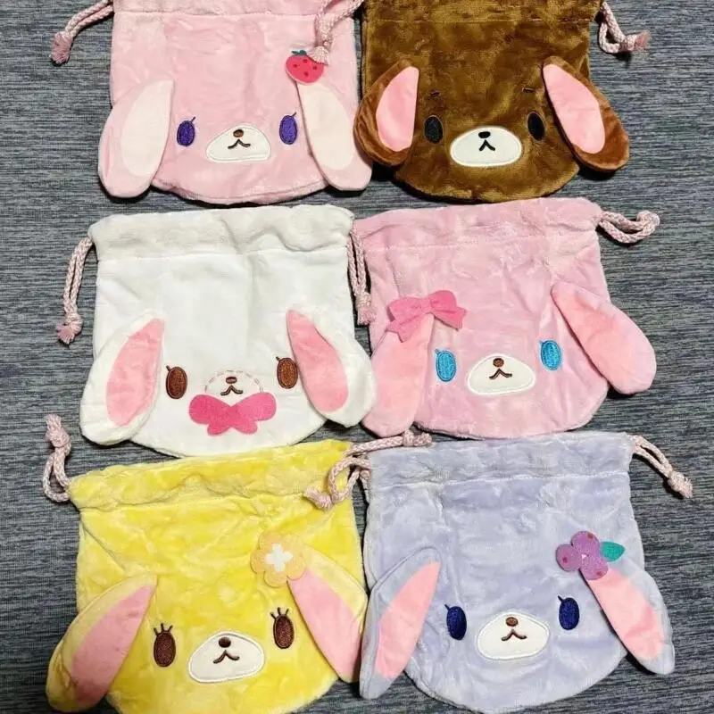 Фото Симпатичная косметичка Kawaii Sugarbunnies в виде кролика, большая вместительная сумка на шнурке, портативная сумка для хранения мелочей и косметики, подарок для друга №1