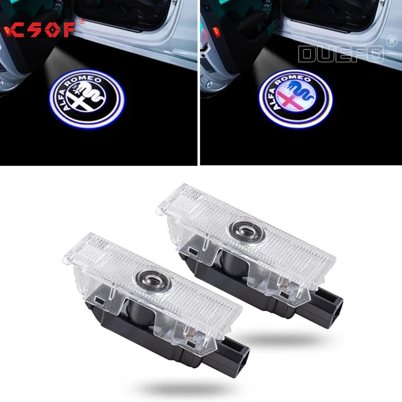 

2Pcs For Alfa Romeo 159 Giulia Giulietta Mito Stelvio Brera Spider 3D LED Car Door Logo Lights Projector Laser Ghost Shadow Lamp