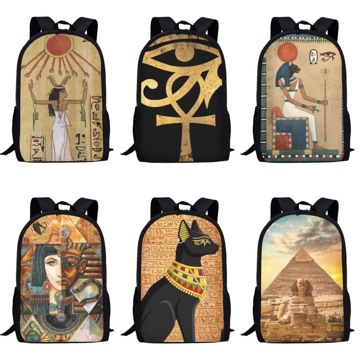 Egyptian Art Print 3D Printing Children School Bags Kindergarten Backpack For Girls Boys Student Book Bags Schoolbags Casual