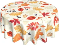 fall tablecloth round 60 inch thanksgiving tablecloth circular waterproof maple leaf table cloth washable polyester table decor