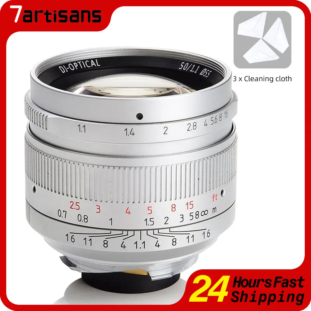 

7Artisans M50mm F1.1 Leica M-mount Fixed Lens Full Frame Large Aperture Lens for Leica M Camera M240 M3 M5 M6 M7 M9 M10