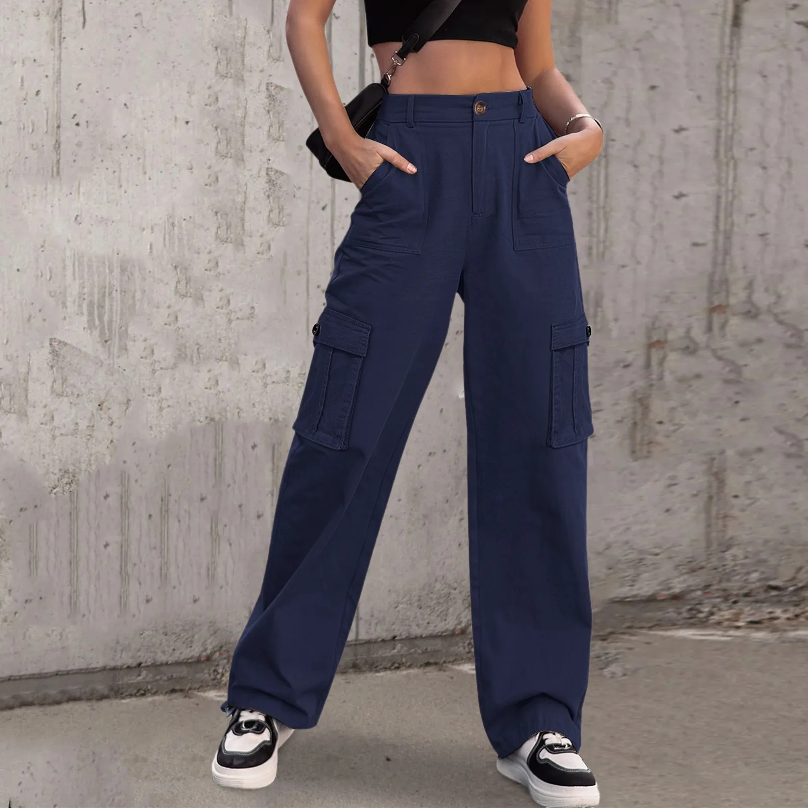 Новые женские зеленые брюки-карго модная уличная одежда однотонные спортивные