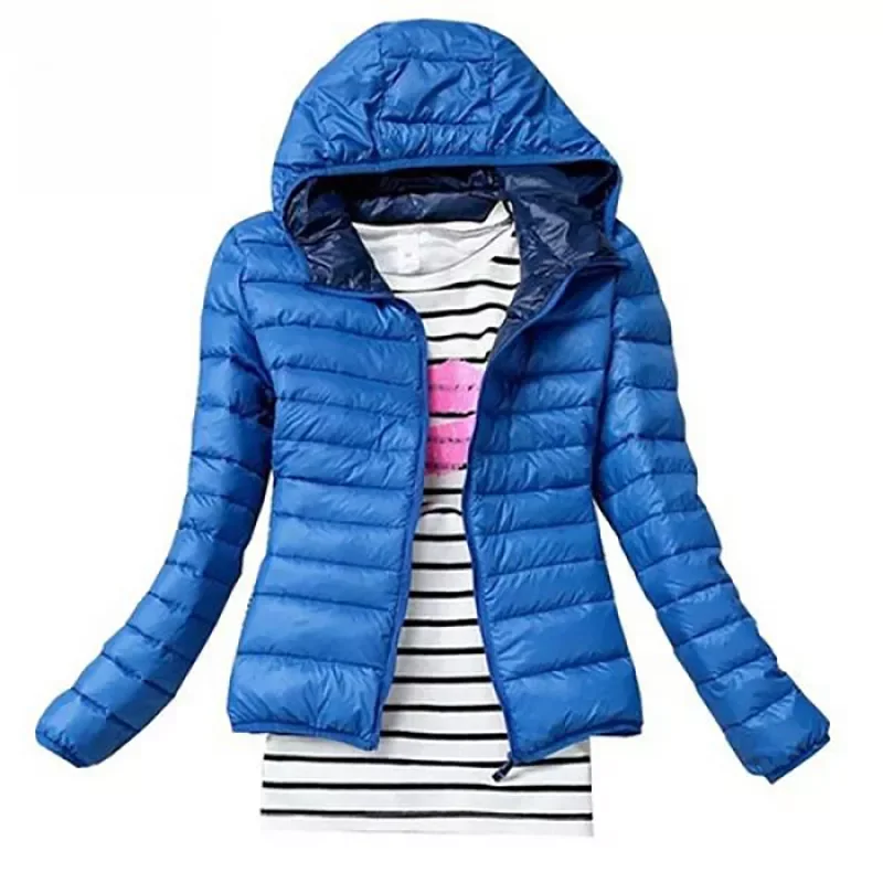 2022New Autumn Warm Jacket Hooded Coats Women's Slim Cotton Padded Lining Zipper Top with Pockets Female Parka Coat XS-XL