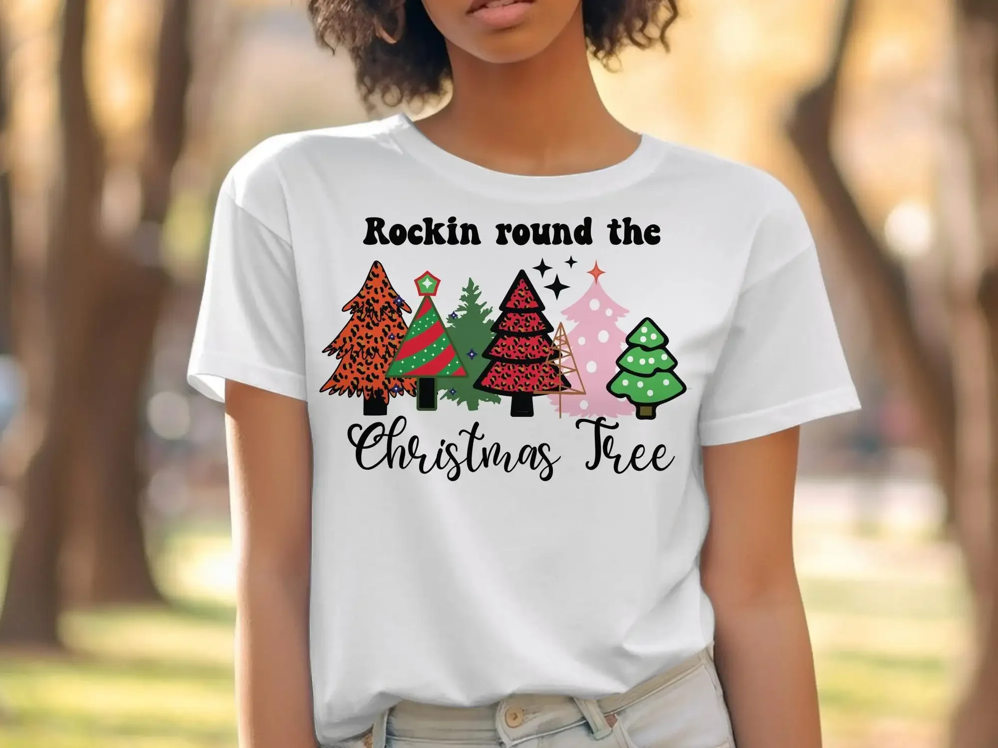 Рокинская круглая рождественская елка ретро винтажная футболка с принтом зимняя