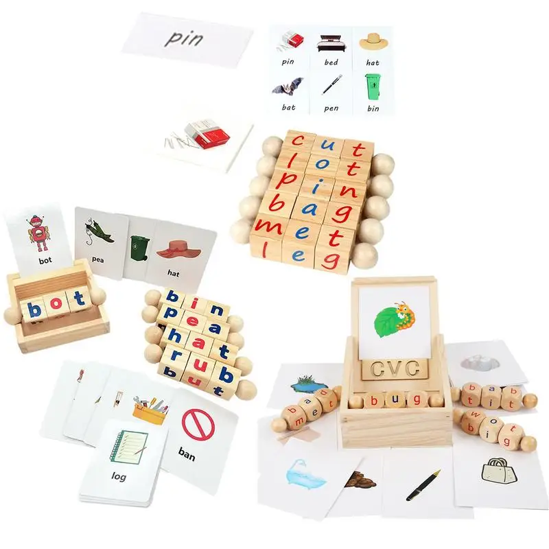 

Обучающие деревянные блоки для чтения, буквы Монтессори, деревянные слова, английские игры, правописанные детские головоломки, строительные игрушки