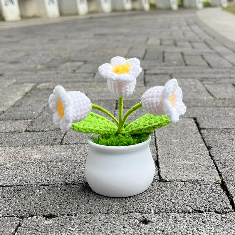 

Искусственная лилия Of The Valley, маленькие цветы в горшке, искусственные растения, бонсай, ручная работа, тканые украшения для офисного стола, г...