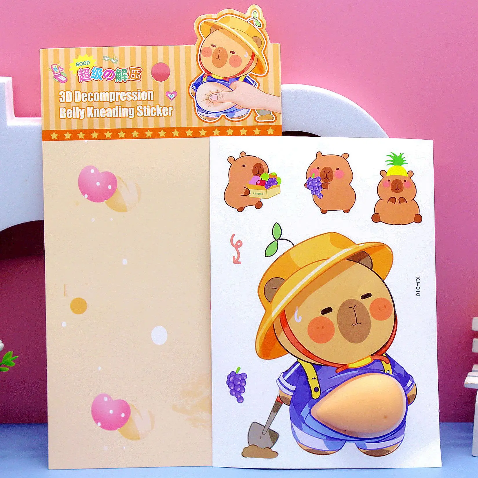 Фото 2 шт./упак. креативные 3D-наклейки-антистресс в виде животных (капибара, мультяшные персонажи) для декора дневника, скрапбукинга, канцелярских товаров №4
