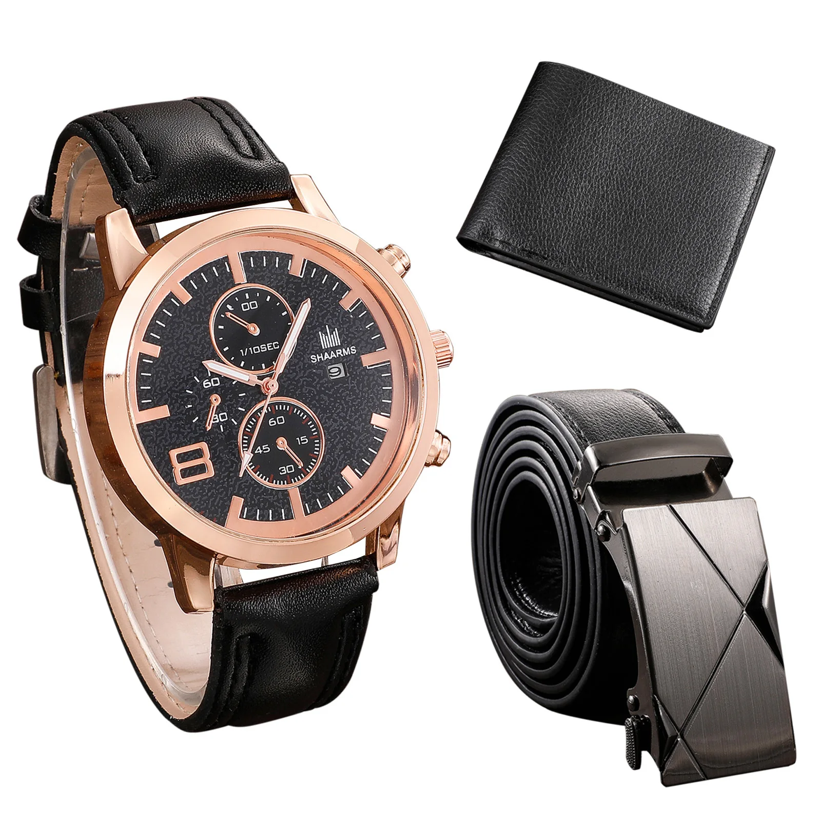 

Men's Watch+Wallet+Belt Set Male's Gift for Father's Day Birthday Gift 3pcs/set Casual Quartz Watch for Dad Boyfriend H-best