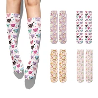 cartoon girl print ladies long socks cute pig fox giraffe fashion pattern middle tube socks harajuku sweet pink happy gift socks