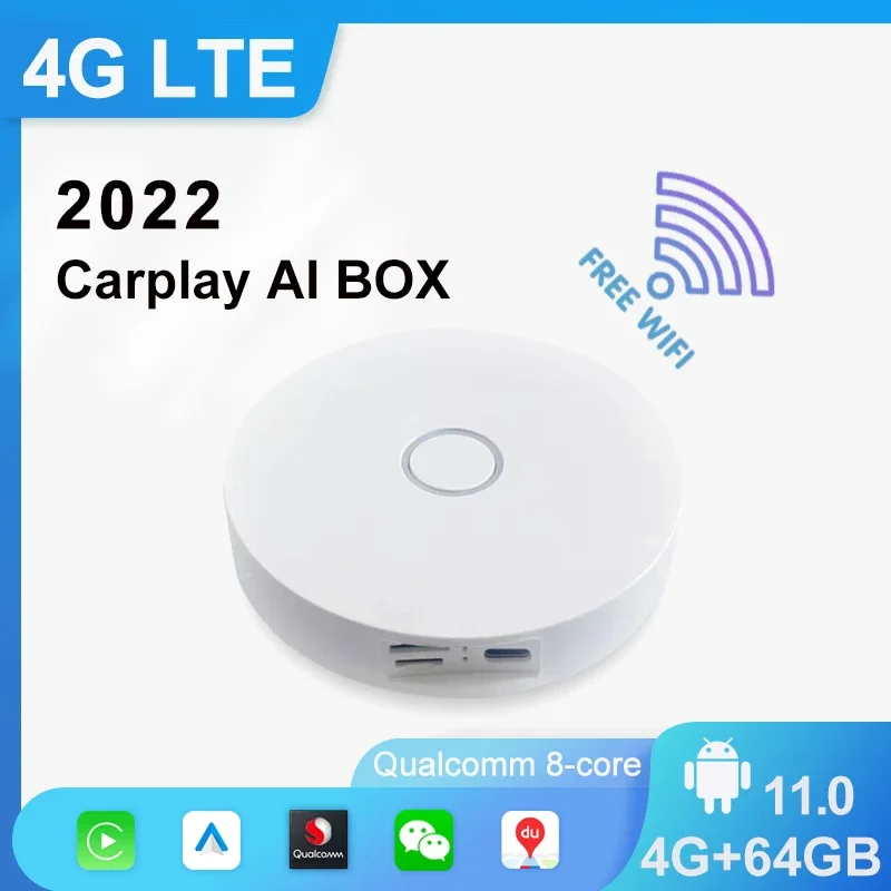 Фото Беспроводная 4 + 64G Ai Box из углеродного волокна Qual-comm 8-ядерный USB-телевизор CarPlay для США, Канады, Android 11, 4G LTE, гарантия 1 год — для Youtube №2