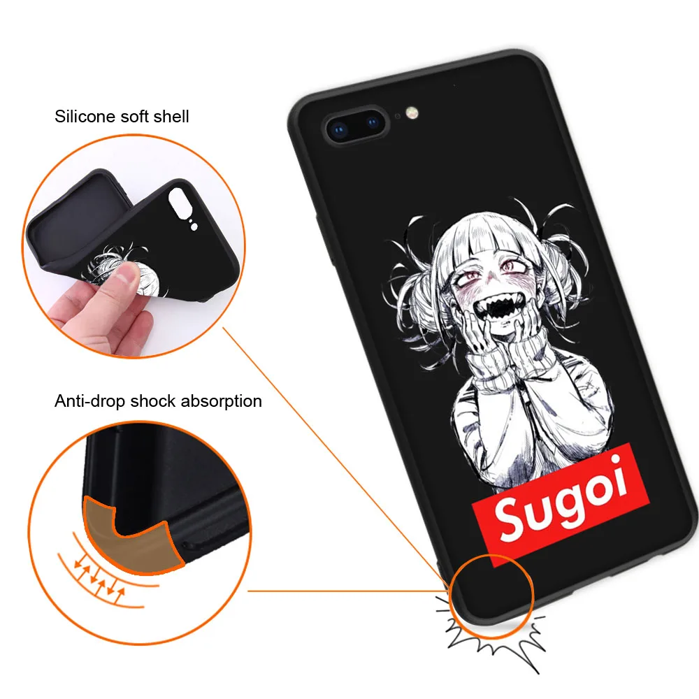 Черный чехол Sugoi Senpai аниме Waifu для iPhone 8 7 Plus 6 6S 15 SE X XR XS 11 Pro Max