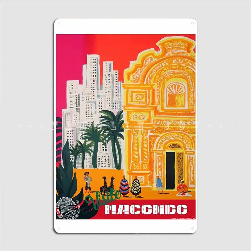 

Visite Macondo Wood Sign Retro Club Bar Cinema Living Room Mural Painting Wooden Sign Posters