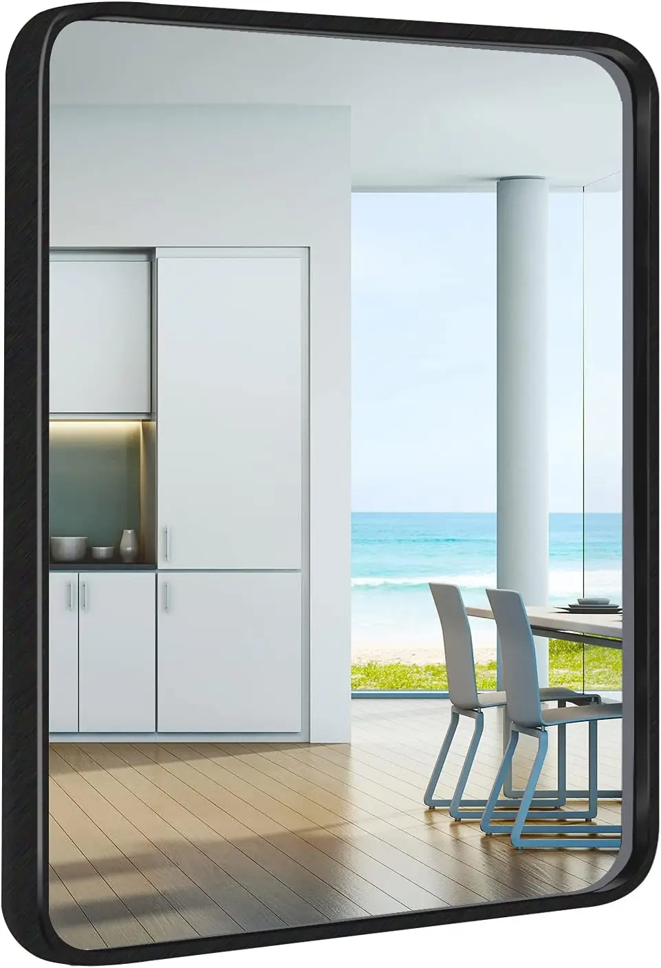 

Corner Rectangle Mirror, Black Rectangle Mirror, Lightweight Bathroom Mirror, -Mounted Bath Mirrors, Framed Mirrors for Bathroom
