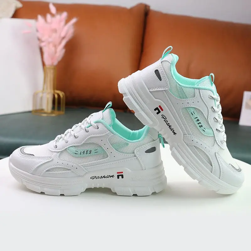 Women Running Shoes Fashion Platform Sneakers Mesh Breathable Sports Tennis Female Footwear Height Increase Casual Sneaker