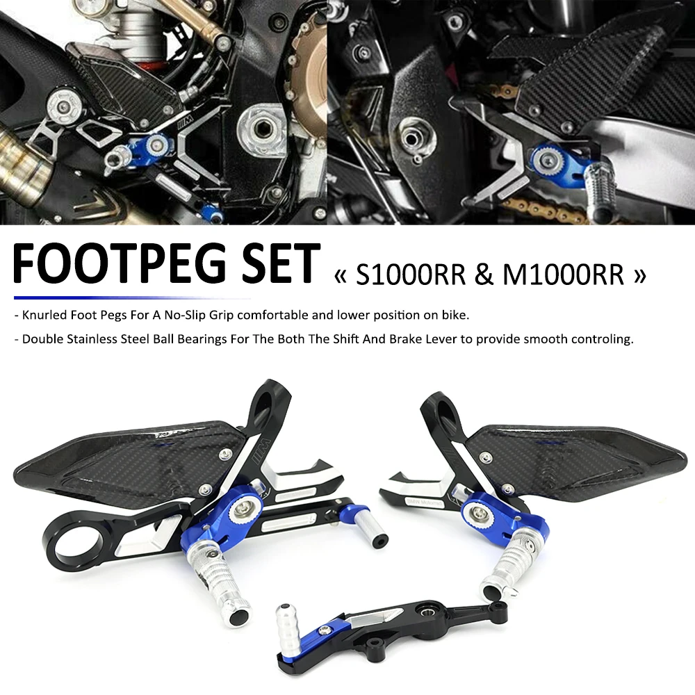 

For BMW S1000RR M1000RR M S 1000 RR Motorcycle Adjustable Folding Foot Pegs Rest Rearset Rear Set Footpeg Footrest Kit 2019-2022