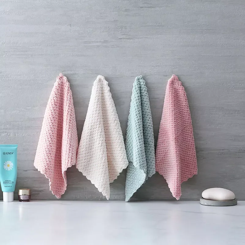 

2/4/8pcs Soft Microfiber Kitchen Towels Absorbent Dish Cloth Anti-grease Wipping Rags Non-stick Oil Household Cleaning Towel