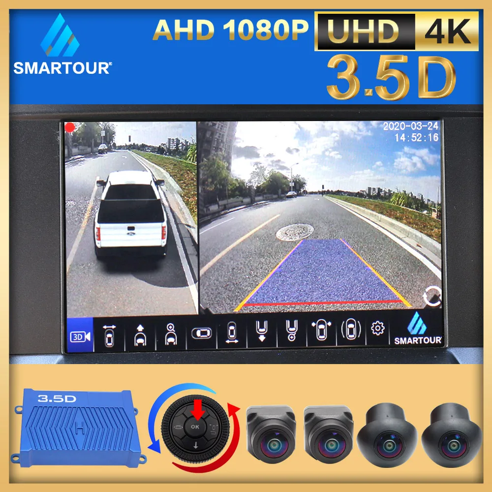 

SMARTOUR AHD 1080P 3.5D 360 Degree Bird View Panorama System Cameras Car Parking Surround View Video Recorder DVR Monitor UHD