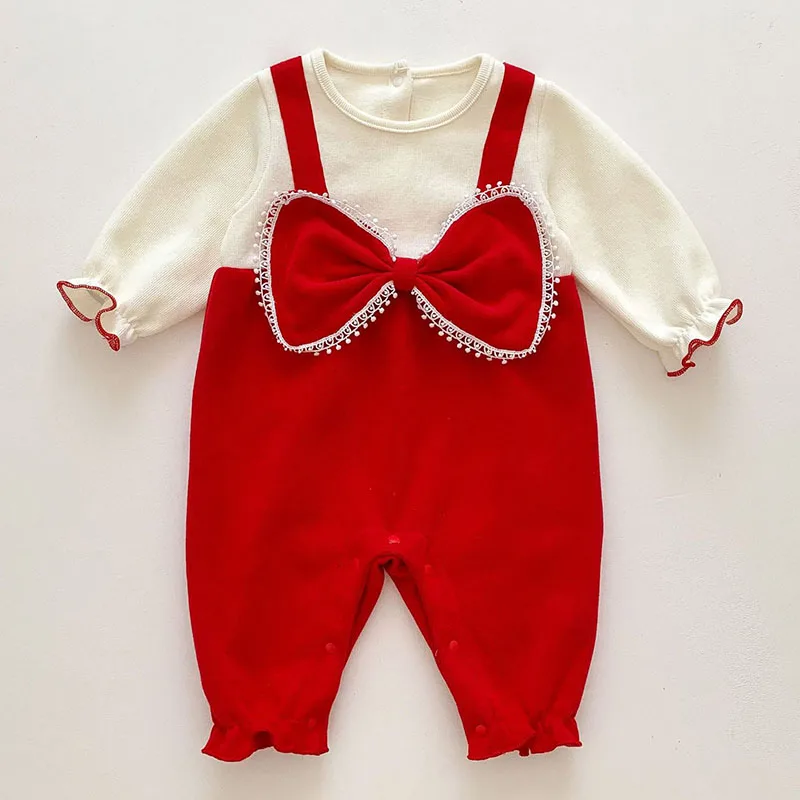 

Toddler Baby Girls Romper Cotton Long Sleeve Splicing Infant Baby Girls Jumpsuit One Piece Outfit Autumn Spring Baby Clothing