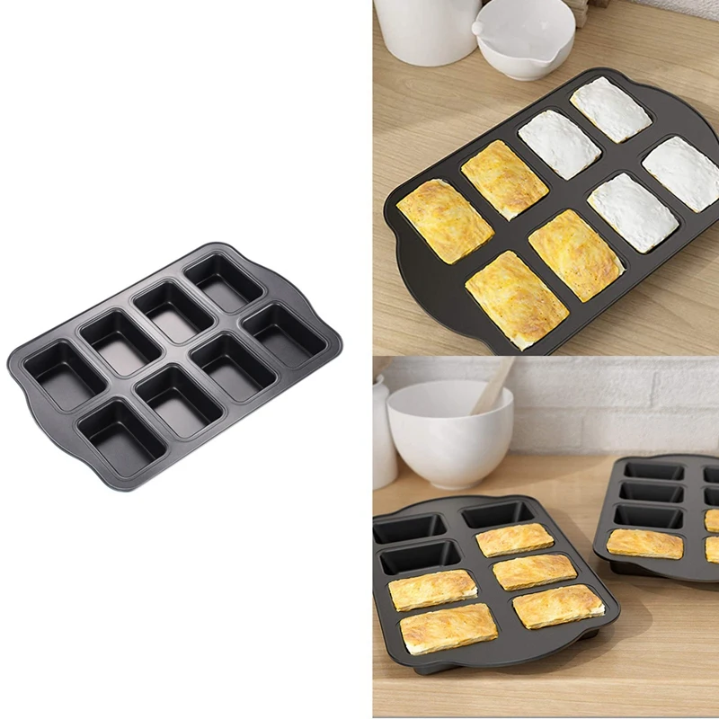 

Eight Consecutive Nonstick Toast Molds 8-Hole Brownie Cake Bread Pan Mold Mini Submarine Sandwich Mold Baking Pan