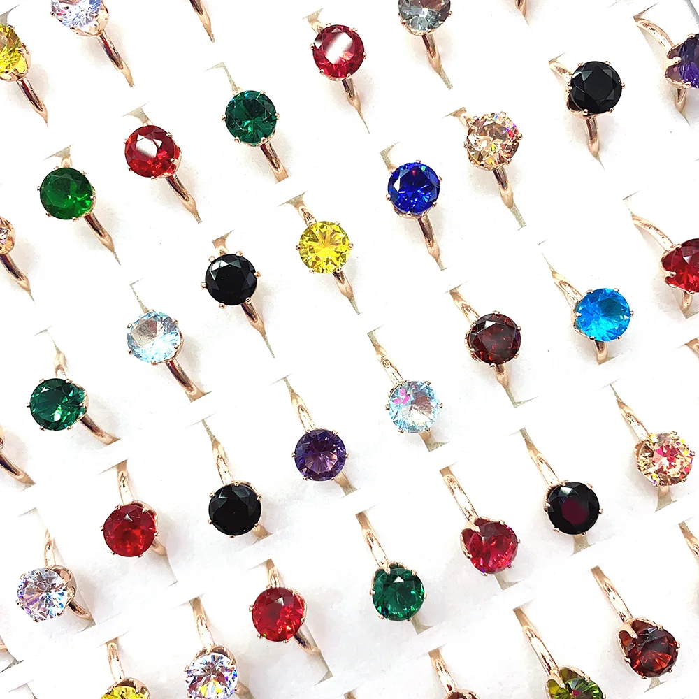 

Wholesale 20pcs Random Style Fashion Simple Round Diamond Open Ring Couple Men Women Wedding To Give Girlfriend A Gift