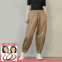 summer outdoor sports loose overalls pants fashion casual women harem pants mid waist ankle length pants elastic trousers