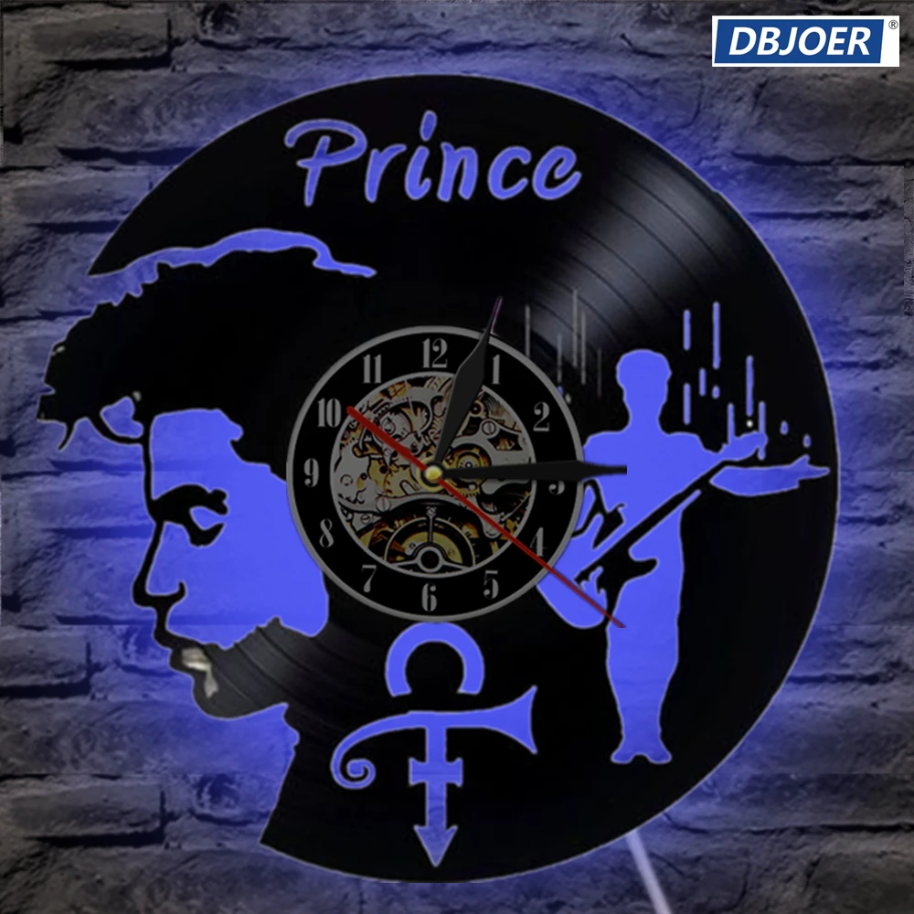 Prince photo Vintage Vinyl Record Clock Creative Handmade Antique Hollow CD LED Wall Clock Classic Home Decor Hanging Clock