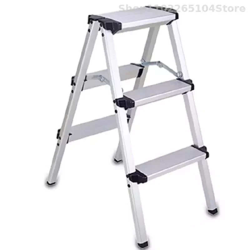 

NEW2023 Double-sided Aluminum Alloy Small Ladder Ladder Stool Home Folding Stair Chair Stool Dual Use Indoor Three-step Step Sto
