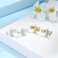 delicate cubic zirconia insect bee stud earrings for women trendy cute animal crystal earring korean girl party jewelry gifts