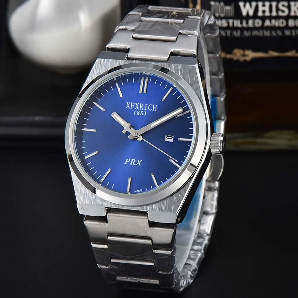 

40mm Original Brand Tissot Watche for Men Classic PRS Styles Full Stainless Steel Automatic Date Watch Fashion Busines Top Clock