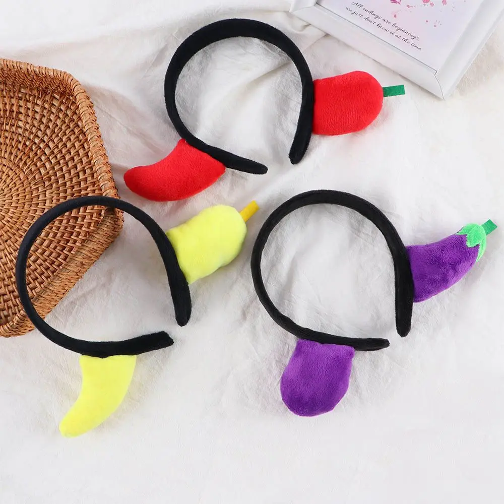 

Trendy Wash Face For Girls Plush Funny Eggplant Women Hair Hoop Banana Korean Head Wrap Vegetable Hairbands