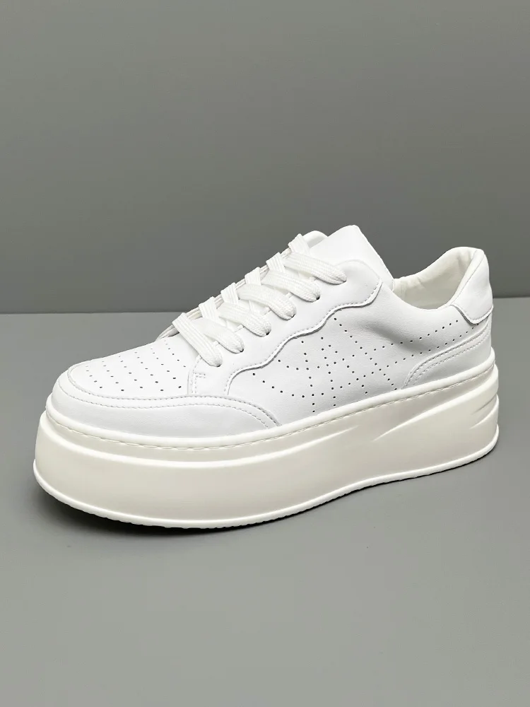 Модная брендовая модная простая мужская обувь новинка 2023 белые туфли с лифтом на