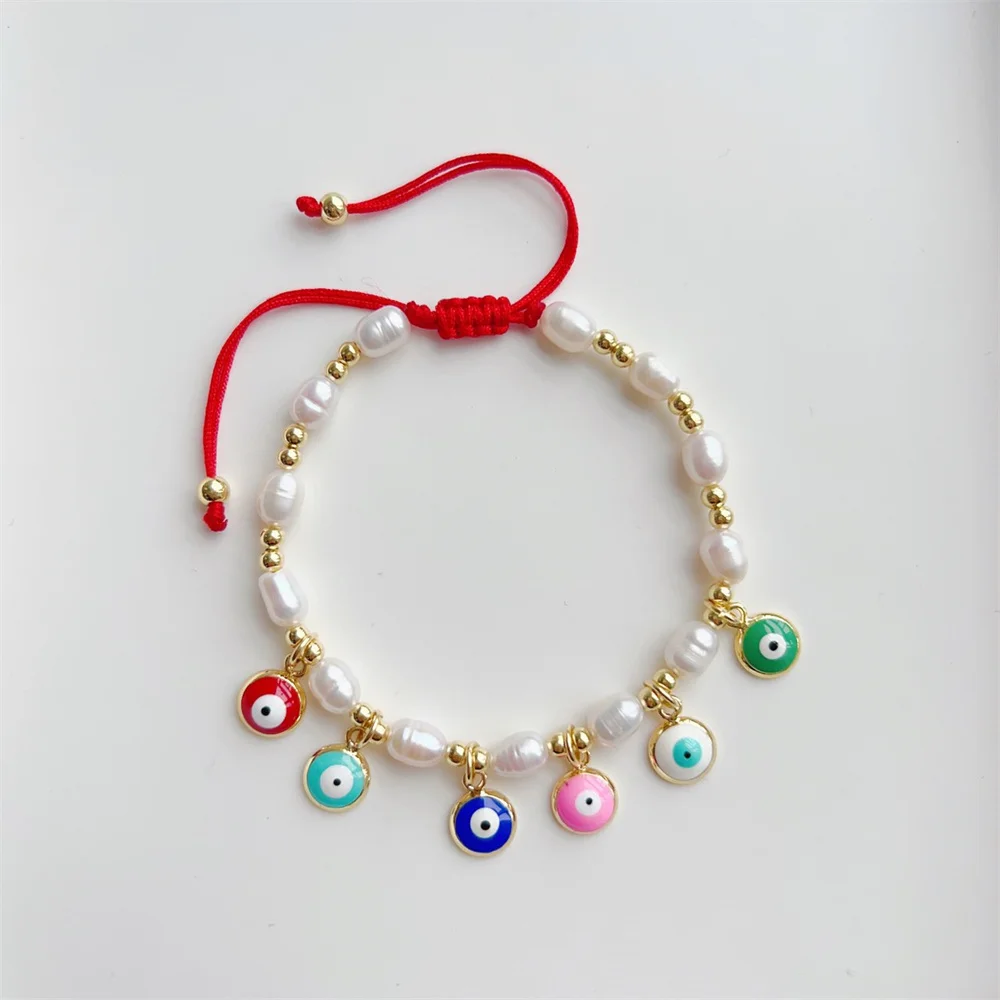 

Lucky Evil Eye Charm Bracelets Wholesale Natural Pearl Bracelet for Women Red String Pulseras Mujer Moda Luxury Jewelry Gift