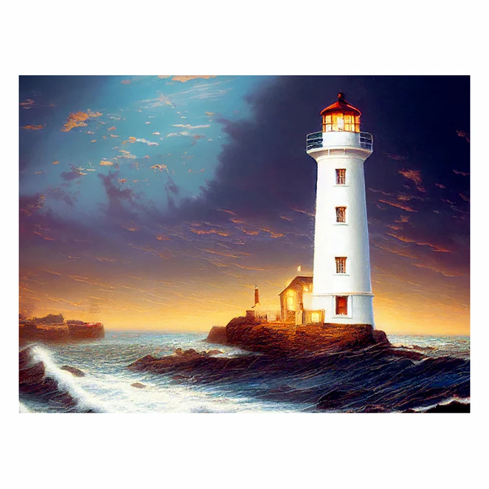 

DIY-5D Diamond Painting EPIC LIGHTHOUSE Landscape Splice Set Full Diamond Embroidery Mosaic Picture Closed Home Decor Gift