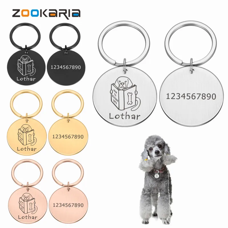 

Dog ID Tag Pet Tags Personalized Custom Ustom Engraved Metal Keyring Anti-lost Pendant Name Nameplate for Puppy Collar Perros