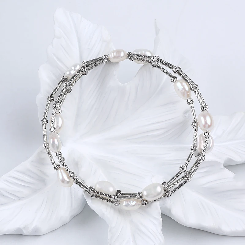 Оптовая продажа модный браслет из натурального пресноводного жемчуга в форме
