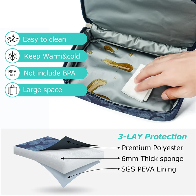 iFARADAY Shark Lunch Box Kids Lunch Bag for Boys girl lunch bag Cooler Thermal Insulated Lunch Box Picnic Travel School Tote Bag