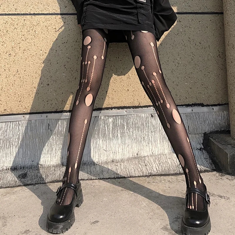

SMVP женские сексуальные полые чулки черные сетчатые тонкие летние японские черные сетчатые носки Jk колготки в стиле Харадзюку Y2K Готика