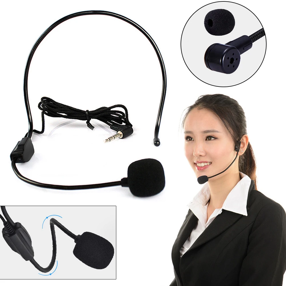 

3.5mm 1M Professional portable Wired Microphone 45dB Hands Free Headset Microphone Mic system Megaphone Speaker For Teaching