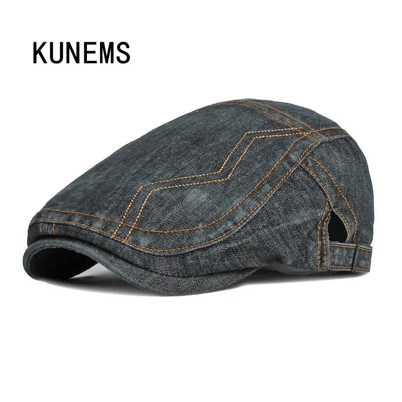 

KENEMS Fashion Newsboy Hat for Men Pure Cotton Breathable Beret Dad Hat Retro Flat Caps Casual Forward Cap Unisex Bonnet Gorros