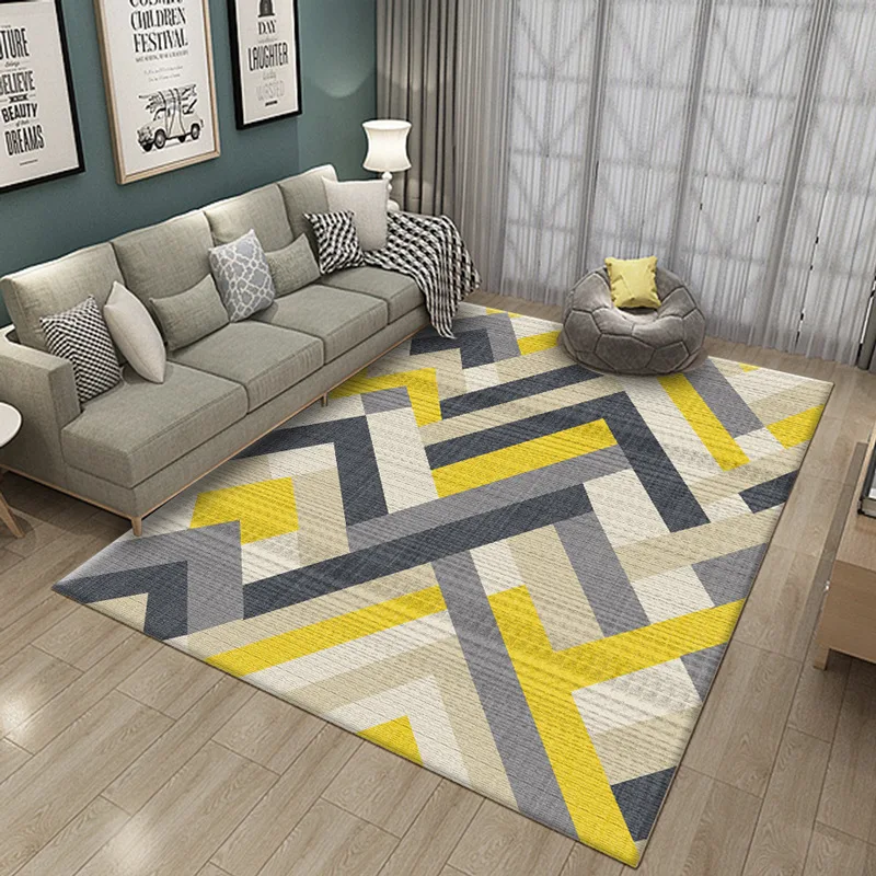 

Yellow White And Grey Striped Carpets For Home Living Room Bedroom Nordic Geometric Sofa Rug Coffee Table Floor Mat Study Room
