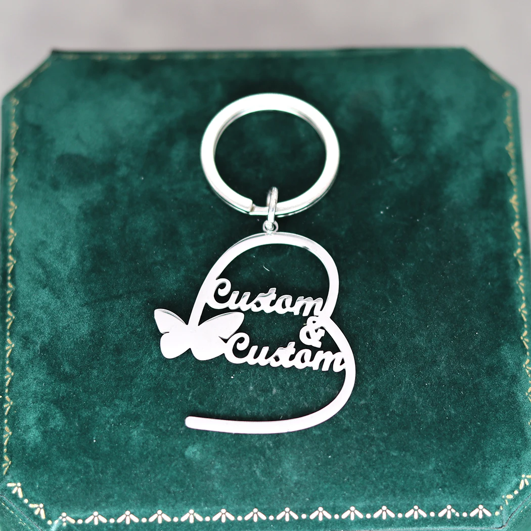 Персонализированный брелок из нержавеющей стали с двумя именами для мужчин