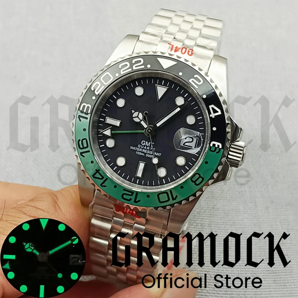 Новый корпус из нержавеющей стали 40 мм сапфировое стекло светящийся безель