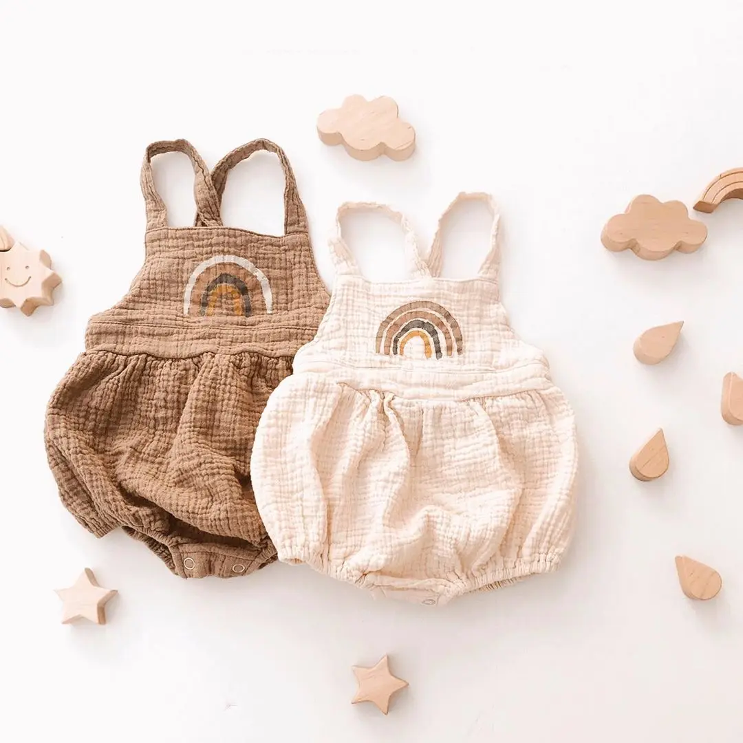 

0-24M Newborn Infant Baby Girl Boy Rainbow Romper Jumpsuit Overalls Summer Sleeveless Clothes