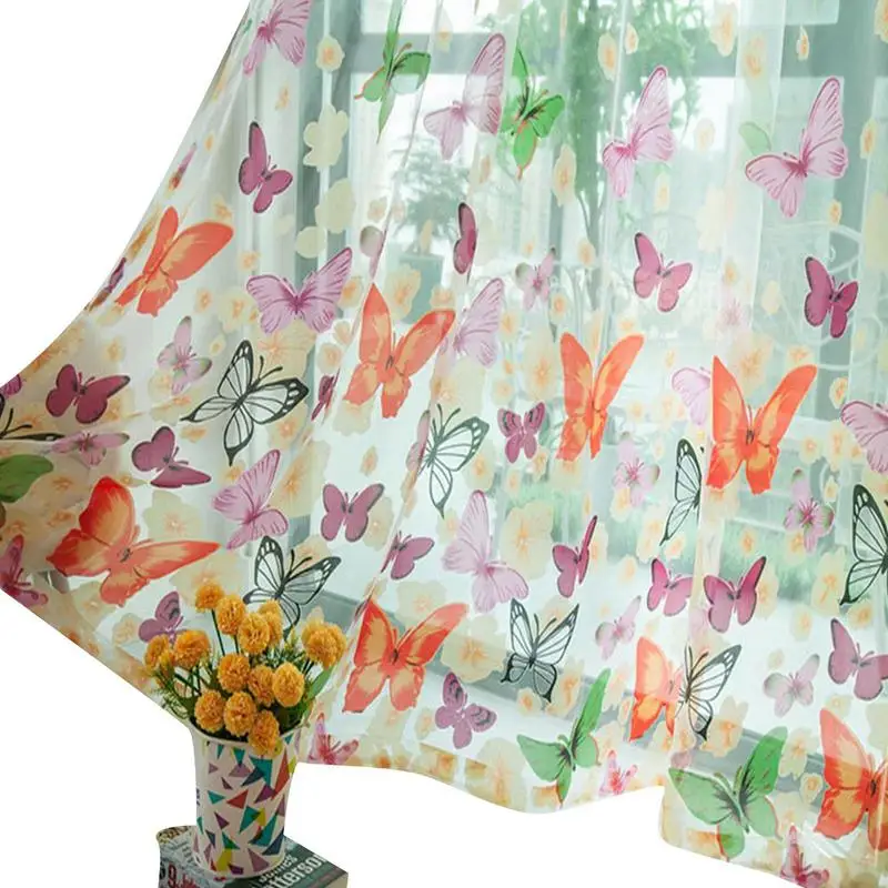 

Butterfly Curtains Thin Printing Curtain 39.37x78.74 Inch Rod Pocket Window Drapes For Bedroom Living Room Nursery Room