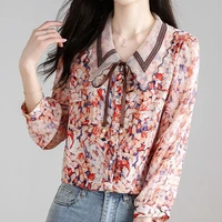 floral chiffon shirt womens spring summer 2022 new chic high end small shirt three quarter sleeve top