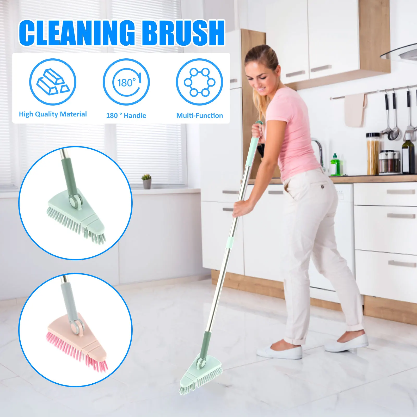 

Щетка для душа, треугольная напольная с гибкой насадкой, мощный скребок для душа, с длинной ручкой, многоразовая