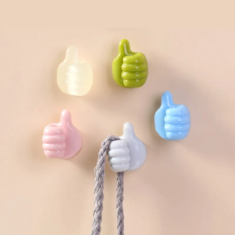 Creative Thumbs Up Shape Wall Hook Key Holder Hook Kitchen Barthroom Adhesive Rack Home Wall Storage Hook Multi-Purpose Hooks