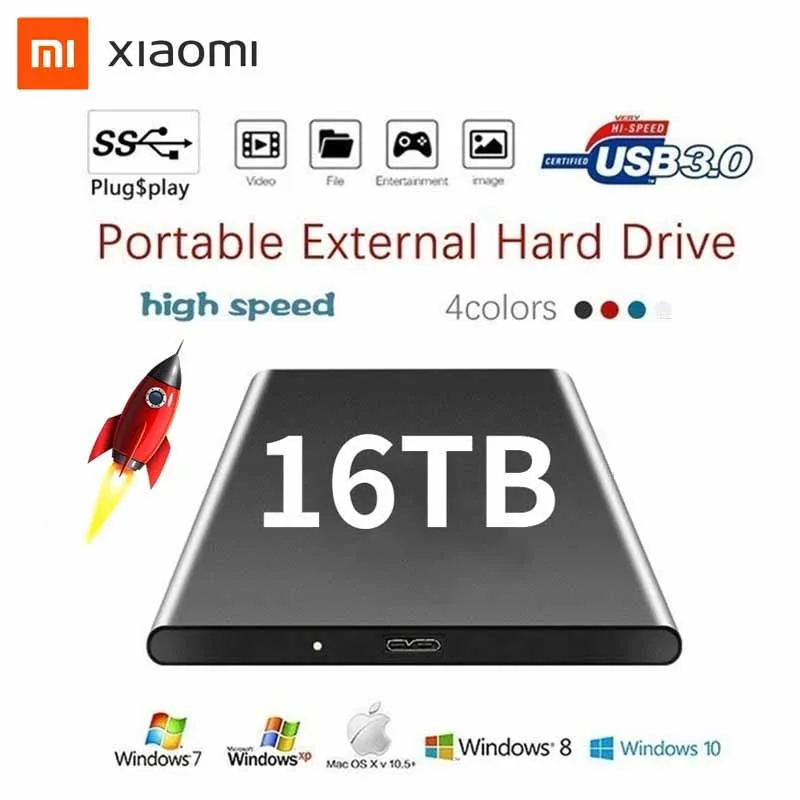 

High-speed Portable Hard Drive 16TB 8TB 4TB 2TB Portable External Mass Storage 100% Original USB 3.0 Interface Metal Material